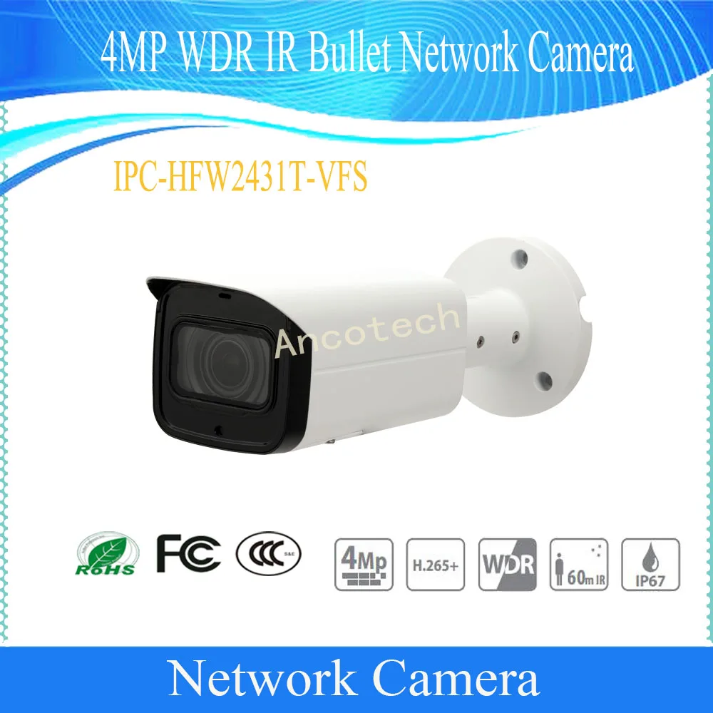 

Free Shipping Dahua Security CCTV IP Surveillance 4MP WDR IR Bullet Network Camera With POE IP67 IK10 DH-IPC-HFW2431T-VFS