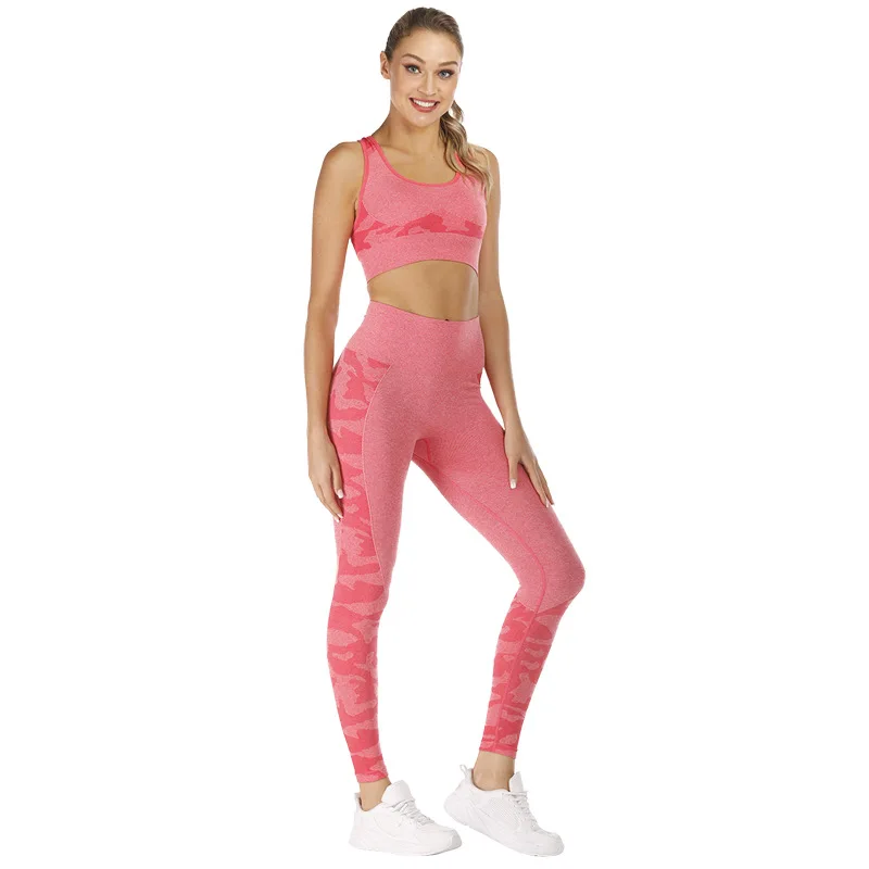 

New Color 2PCS Camo Seamless Yoga Set Women Push-up Sports Bra High Waist GYM Camo leggings Fitness Sports Suits Active Wear