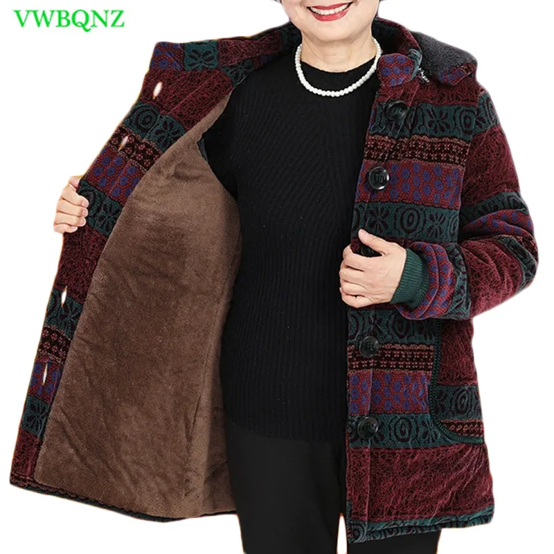 Женская пуховая хлопковая куртка для женщин среднего возраста, осенне-зимнее свободное теплое хлопковое пальто в народном стиле, женская верхняя одежда с капюшоном больших размеров 5XL 829