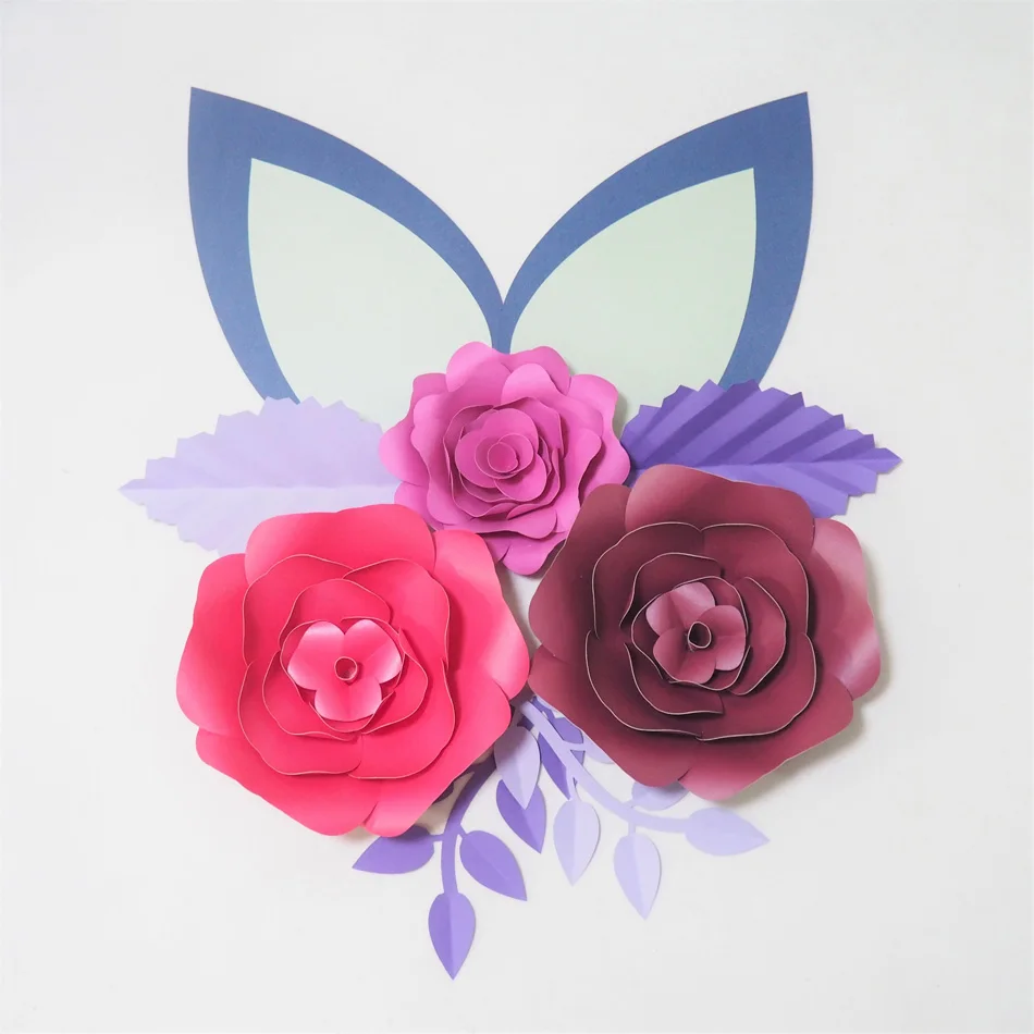 cardstock rose diy paper flowers leaves ears set for wedding event homemade paper flower decorations