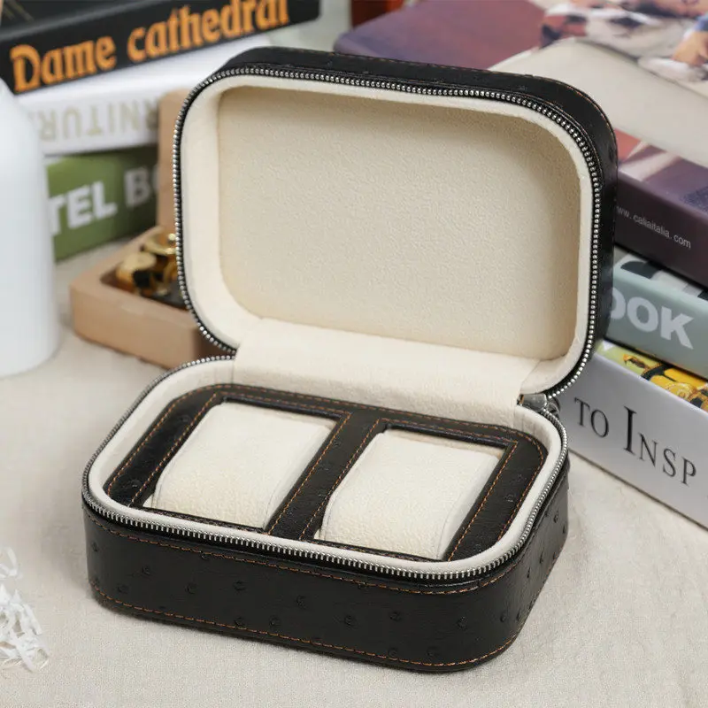 New Leather Watch Box Packing Mens Travel Watch Case Fashion Watch Organiser Box With Zipper Men's Grid Watches Box