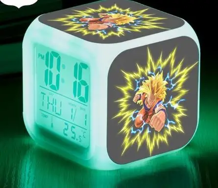 Dragon Ball детские часы светодиодный Будильник украшение дома reloj despertador 7 цветов флэш цифровые часы - Цвет: Синий