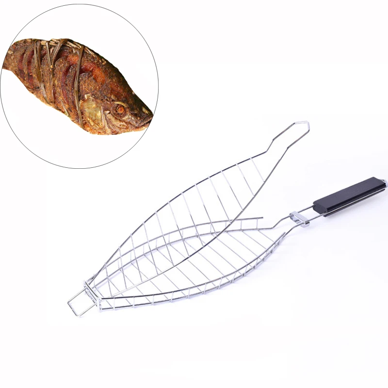 Stainless Steel Barbecue Fish Wire Mesh Non stick Tool Collapsible