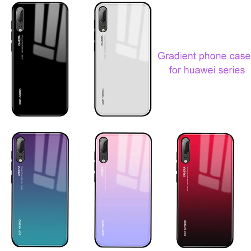Стеклянный чехол с градиентом для huawei P20 lite Pro P smart Nova 3 3i 3e Mate 20 Honor note 10 9 8 мягкий