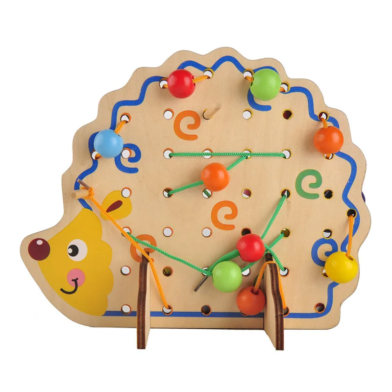 

Wooden Math Toys Hedgehog Lacing Beads Fruits Kid Gift Bright Develop Children Intelligent Learning Educational Soft Montessori