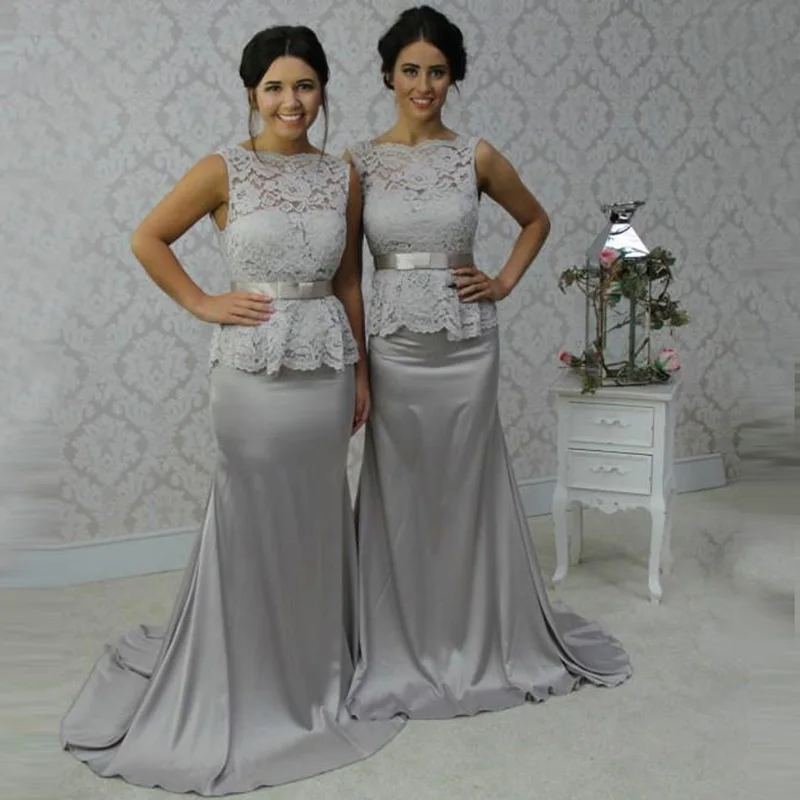 Hot Sale Mermaid Silver Pink Bridesmaid Dresses Sexy Open Back