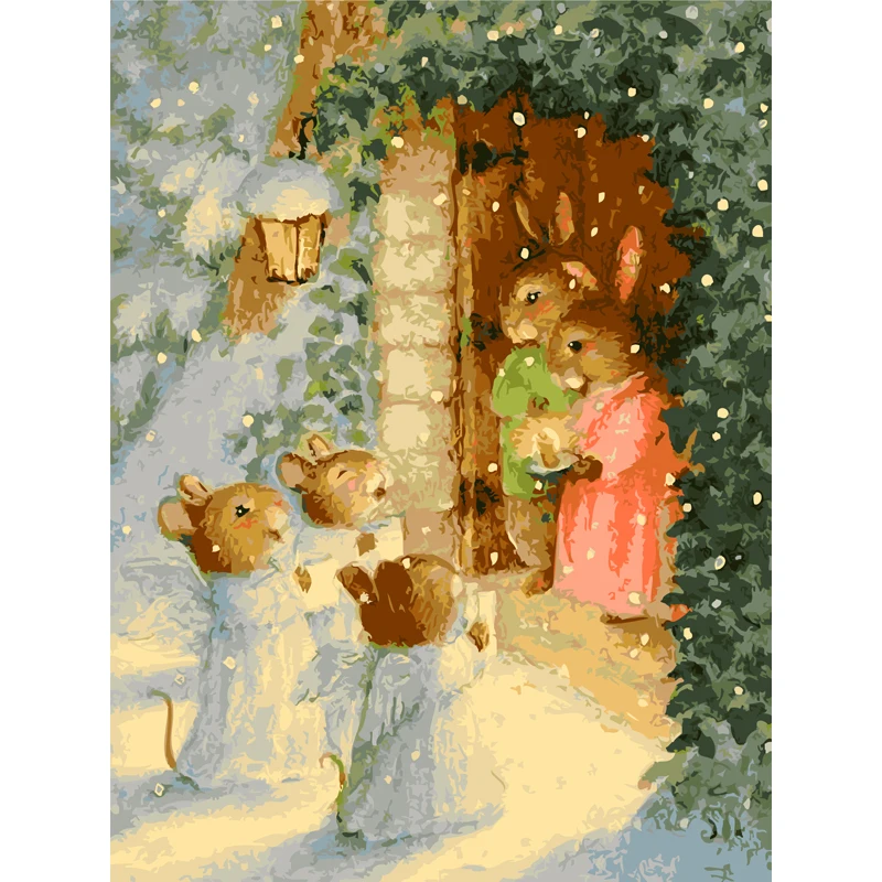 Kelinci Hewan Kartun Mewarnai Dengan Nomor Pigmen Menggambar