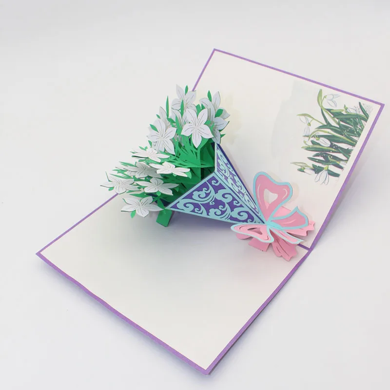  (10 pieces/lot)3D Paper Laser Cut Handmade Gardenia Flower Greeting Cards Wedding Party Invitation  - 32801065054