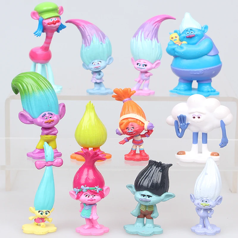 Trolls película 12 unids/set trolls figura Muñecas Poppy Branch Biggie