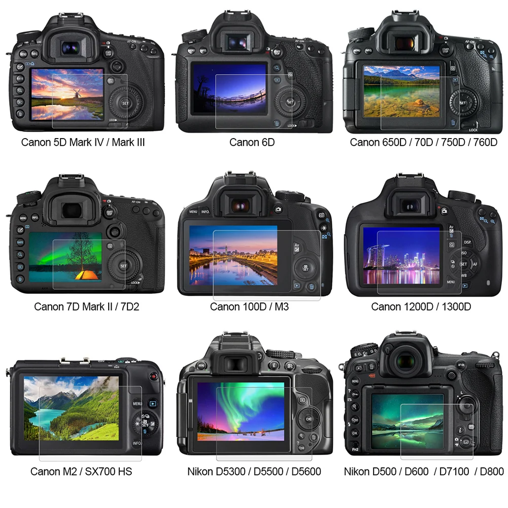 Протектор экрана камеры для Canon 5D Mark III IV EOS 6D 7D Mark II 100D/M3 EOS 200D 650D 1200D SX600 G7X закаленное стекло ЖК-пленка