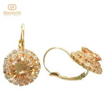 Navachi круглые синтез Золотой кубического циркония с украшением в виде кристаллов желтый серьги в виде колец, SMT2615