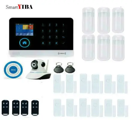 

SmartYIBA GPRS SMS 3G Security System With Wireless Strobe Blue Siren IP Camera Alarm Kits WIFI SMS Alarmes