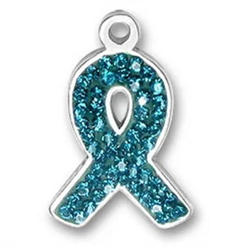 

Ovarian Uterine And Cervical CancersTeal Ribbon Charm