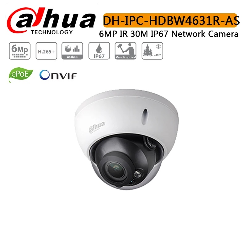 

Original Dahua IPC-HDBW4631R-AS 6MP IP Camera IK10 IP67 IR30M built-in SD card Audio and Alarm interface HDBW4631R-AS POE camera