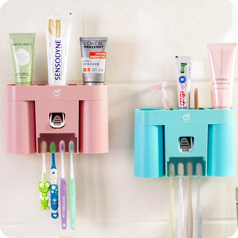 Multi function wall mounted automatic toothpaste dispenser toothbrush