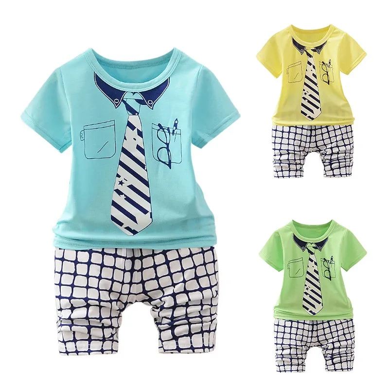 0 3T Summer Children Toddler Boys Clothes Tie Print T shirt Tops Kids