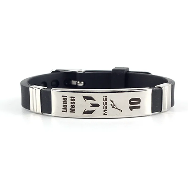 Football Star Wrist Silicone Bracelets Titanium Steel Buckle Adjustable Wristband SH286