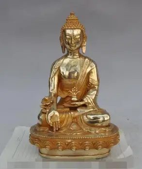 

S05581 11"Tibet Buddhism fane Bronze Gilt sakyamuni Shakyamuni Medicine Buddha statue