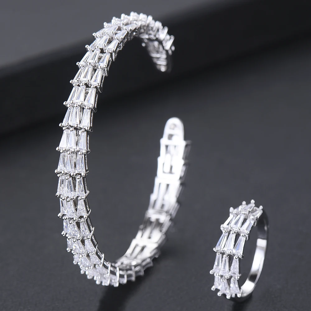 

GODKI Luxury Eternity Bangle Ring Set Fashion Jewelry Sets For Women Wedding Engagement brincos para as mulheres 2019