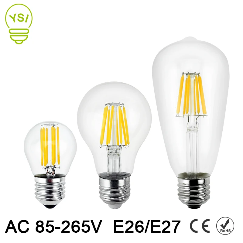 Lampe à LED 220 V 110 V E27 E26 filament LED Edison ampoule lampe 2 W 4