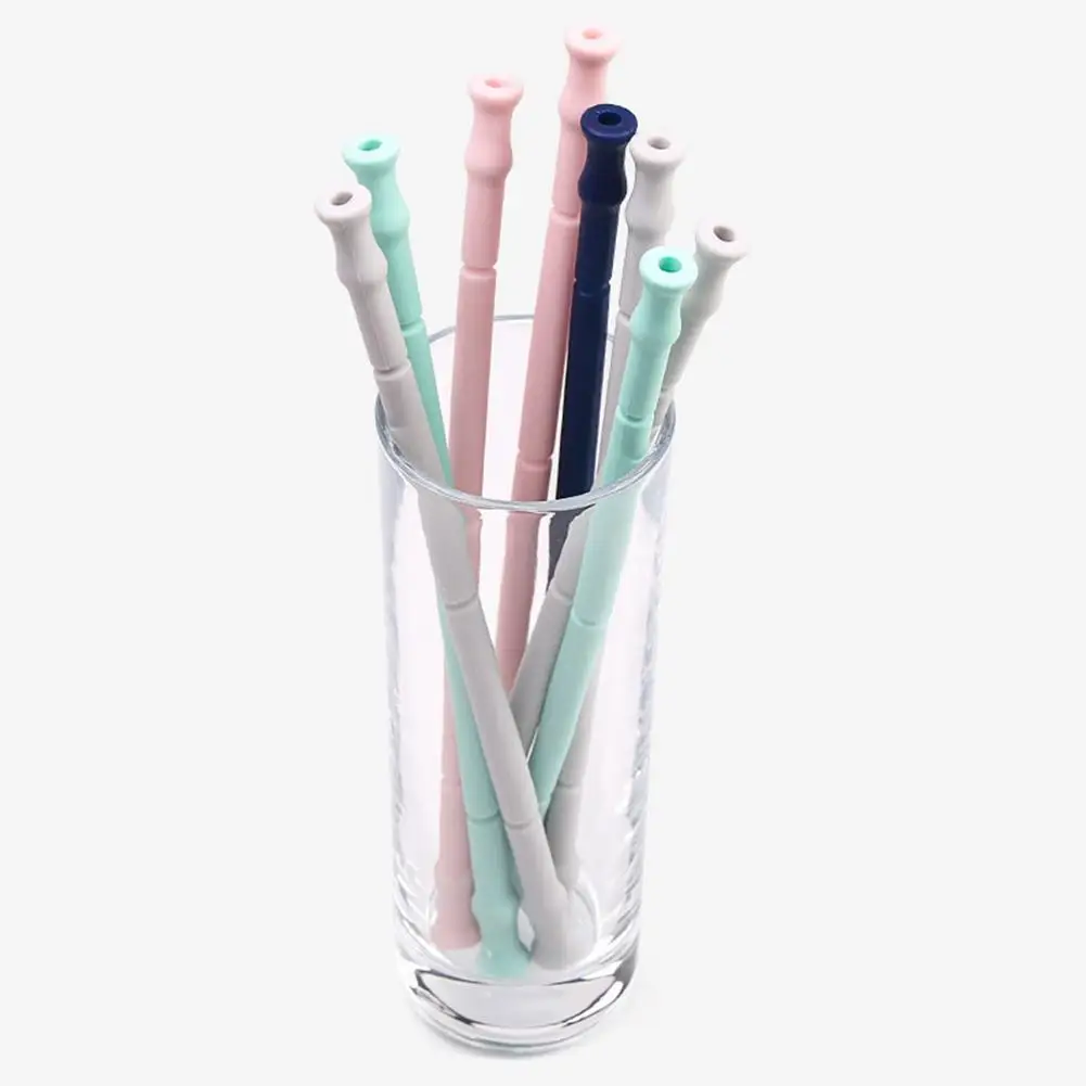 

Reusable Bamboo Silicone Tube Folding Drinking Straw With Carrying Bag For Travel Kitchen Bar Office Drinks