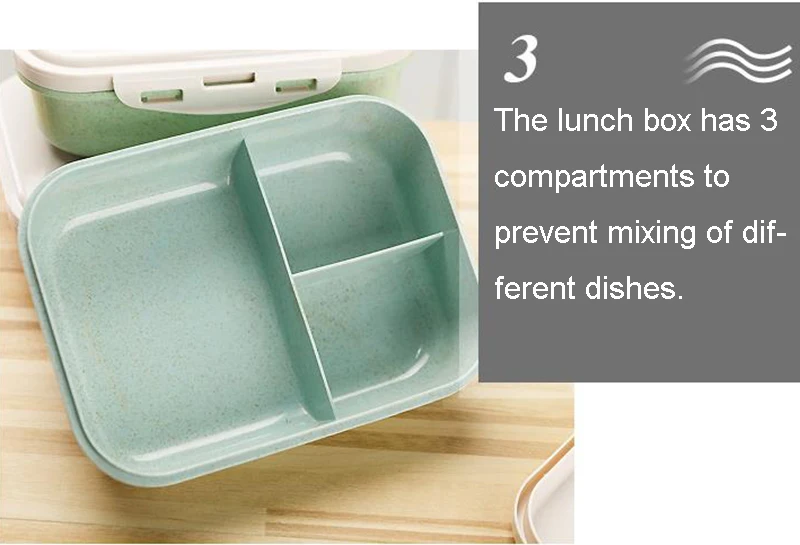 Пшеничный соломенный Ланч-бокс для здоровья, натуральный, 3 сетки, для студентов, портативный контейнер для хранения еды, Ланч-бокс, микроволновая посуда, Bento box