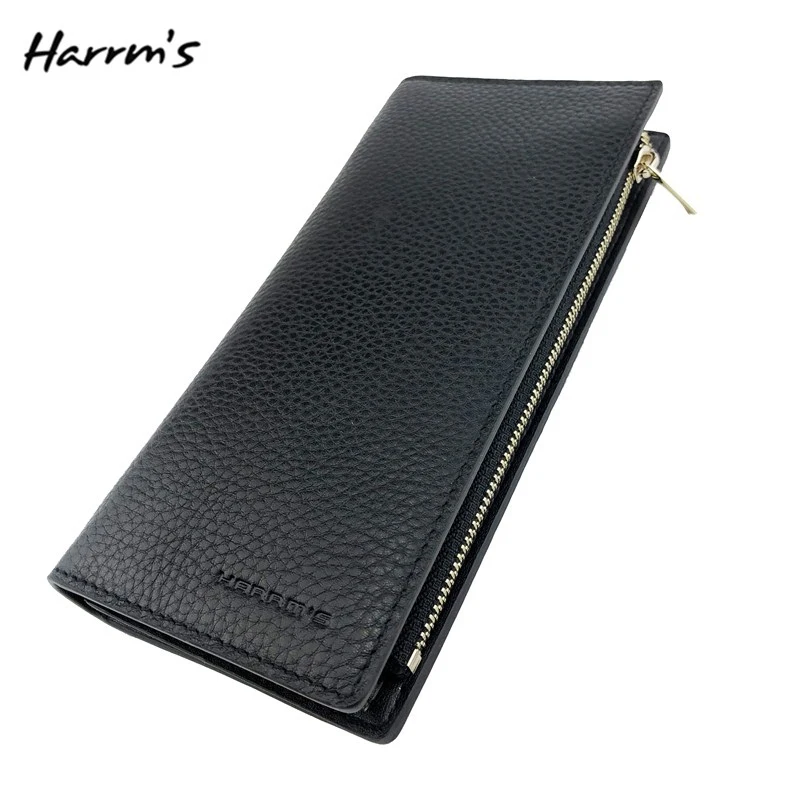 

Harrms Hot Sale 2018 Men Wallets Zipper Design Genuine Leather Clutch Purse Fashion Long Wallet Large Capacity Purse Best Gift