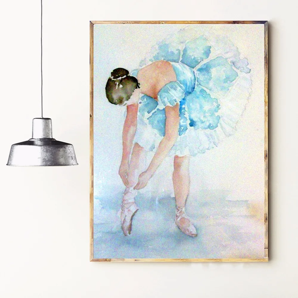 

Watercolor Ballerina Women Modern Poster Art Wall Pictures Silk Fabric Printed Painting Room Decoration Home Decor No Frame