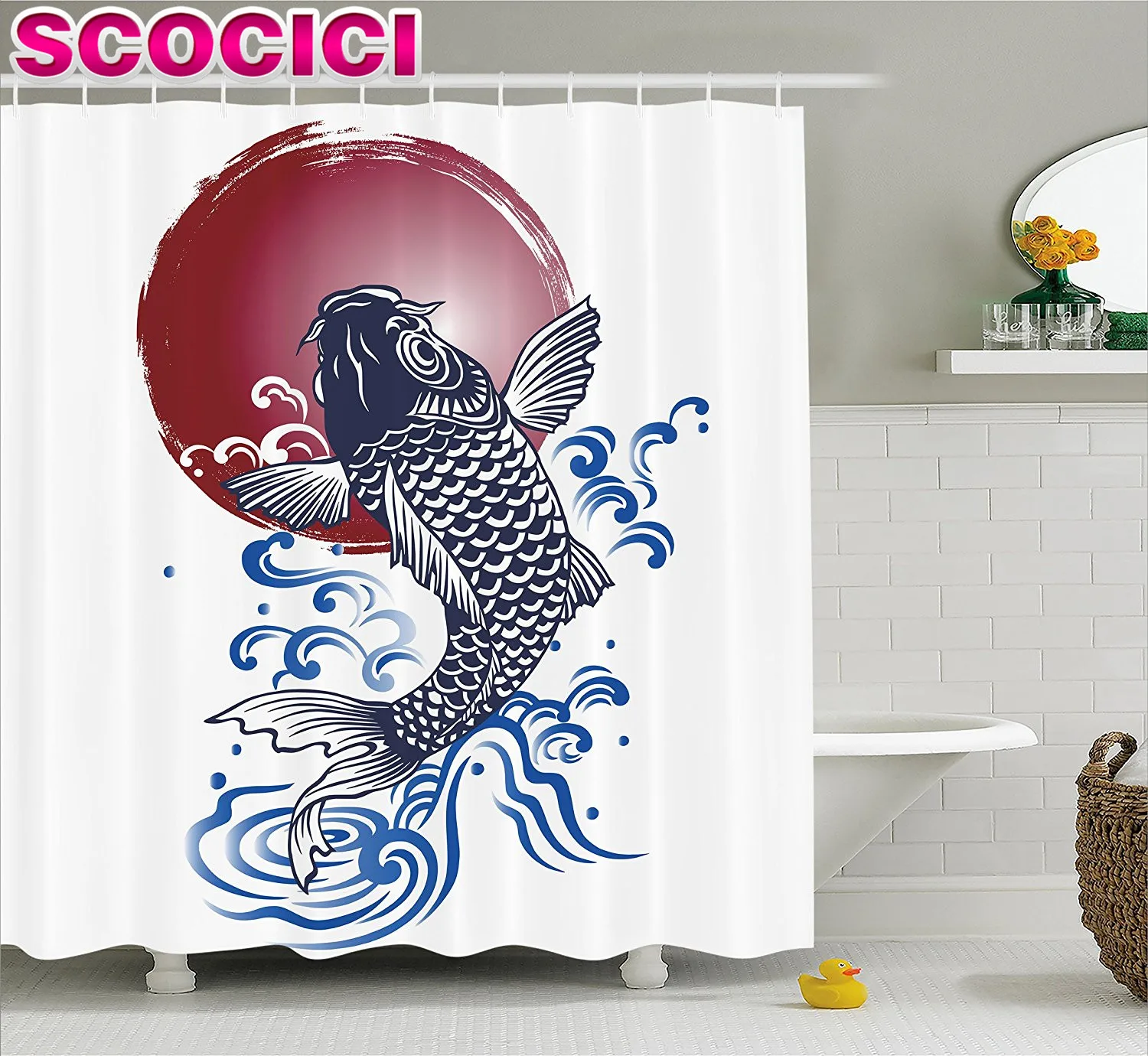 Graphic Shower Curtain Promotionshop For Promotional Graphic - Ocean Animal Decor Shower Curtain Ornate Japanese Brocaded Carp Fin Withred Circular Form Eastern Fresh Graphic Fabric Bathroom graphic shower curtain promotionshop for promotional graphic - ocean animal decor shower curtain ornate japanese brocaded carp fin withred circular form eastern fresh graphic fabric bathroom