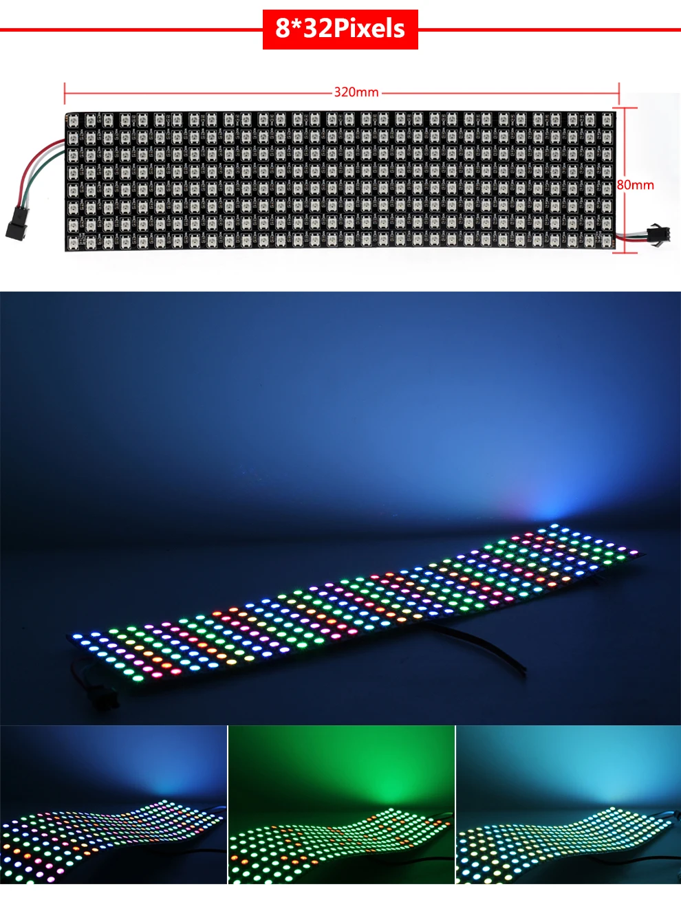 WS2812 RGB светодиодный панель чип 5050 полноцветный дисплей доска DC5V 8*8/16*16/8*32 64 256 светодиодный s адресуемый гибкий пиксельный экран