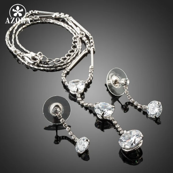 Комплект из серег и ожерелья с австрийскими кристаллами Stellux|jewelry sets|drop jewelry