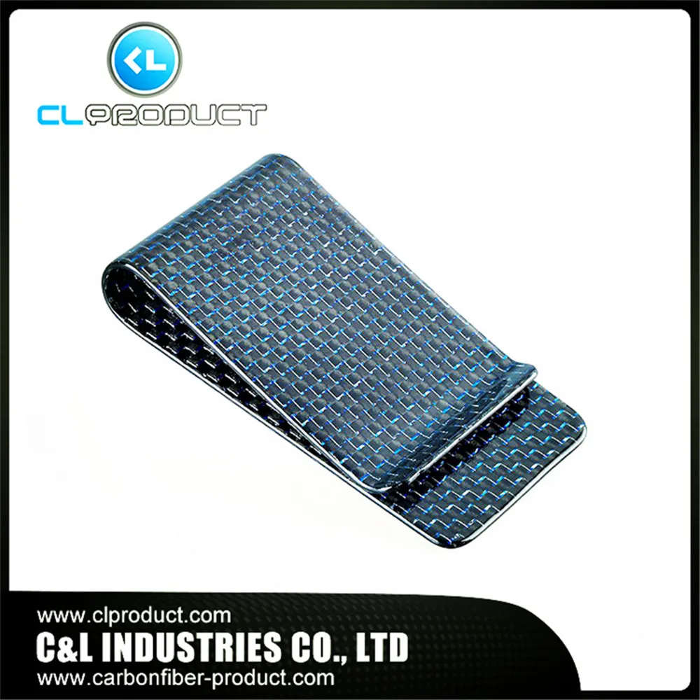 Real Carbon Fiber Blue Genuine 3K Twill Credit Card Business Credit Card Cash Wallet L glossy