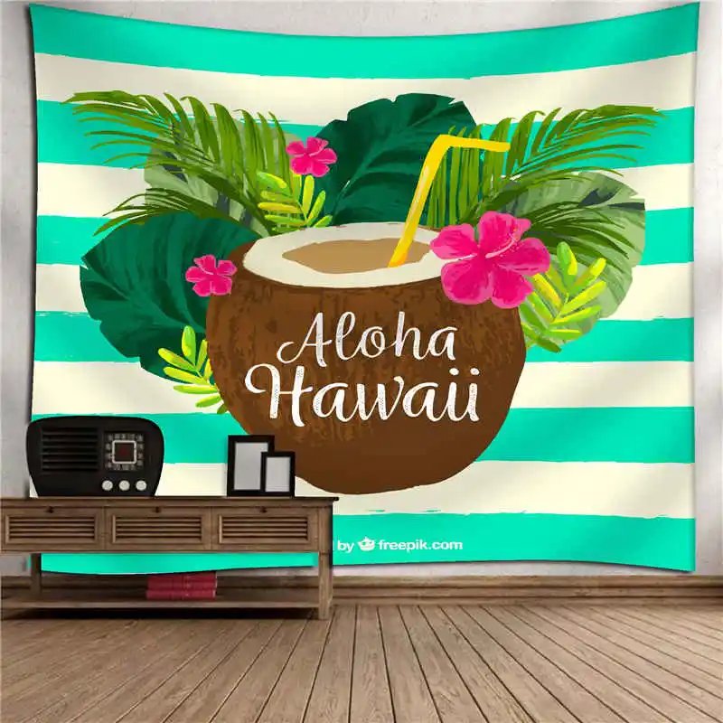 Tropical plants flower palm tapestry animal  (6)