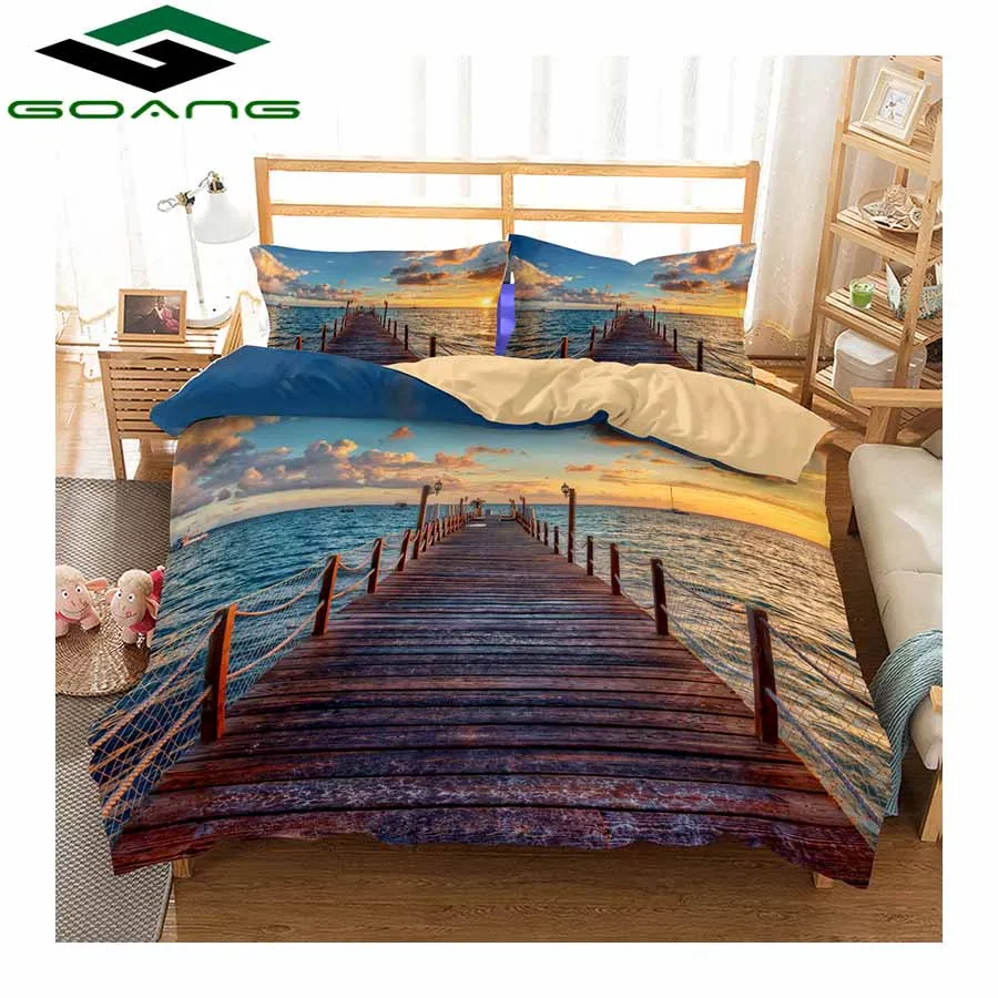 GOANG 3d bedding set setting sun scenery bed linen duvet cover bed cover set pillow case twin bedding set luxury home textile - Цвет: Черный