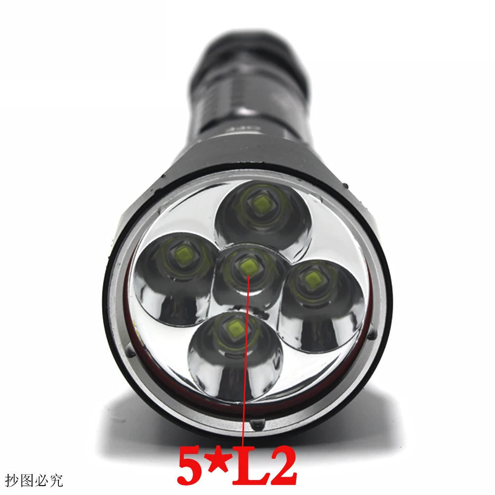  8000LM Underwater Dive Light led flashlight 5*L2 Diving lamp Torch Waterproof Lighting Lantern+2x68 - 32830866908