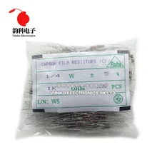 1000 Uds 1/4W resistencia de película de carbono 5% 1R ~ 10M 0R 10R 100R 220R 330R 1K 2,2 K 3,3 K 4,7 K 10K 22K 47K 100K 1M 0M 10 100 220 de 330 ohm