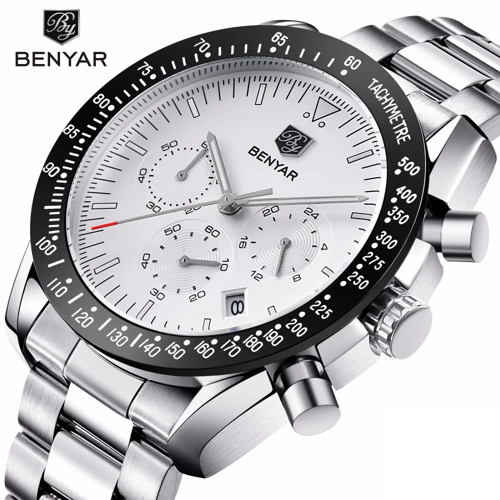 BENYAR Quartz Watch Men Sport Luxury Brand Business Waterproof Steel Wrist Clock Male Relogio Masculino horloge | Наручные часы