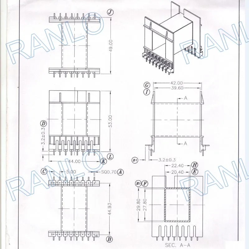 EE65 2000W Большой силовой трансформатор шпульки+ ПОГ TP4 EE65/65/27A с ферритовым сердечником 16pin PTH, горизонтальный