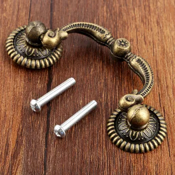 DRELD Vintage Wooden Wine Gift Box Pull Handle Kitchen Furniture Handles Closet Cabinet Knobs and Handles European Style 9042mm