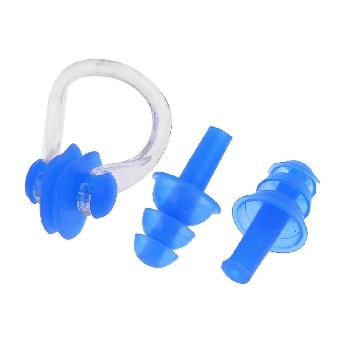 Adults Pairs Blue Swimming Silicone Ear Plugs with Nose Clipswimming