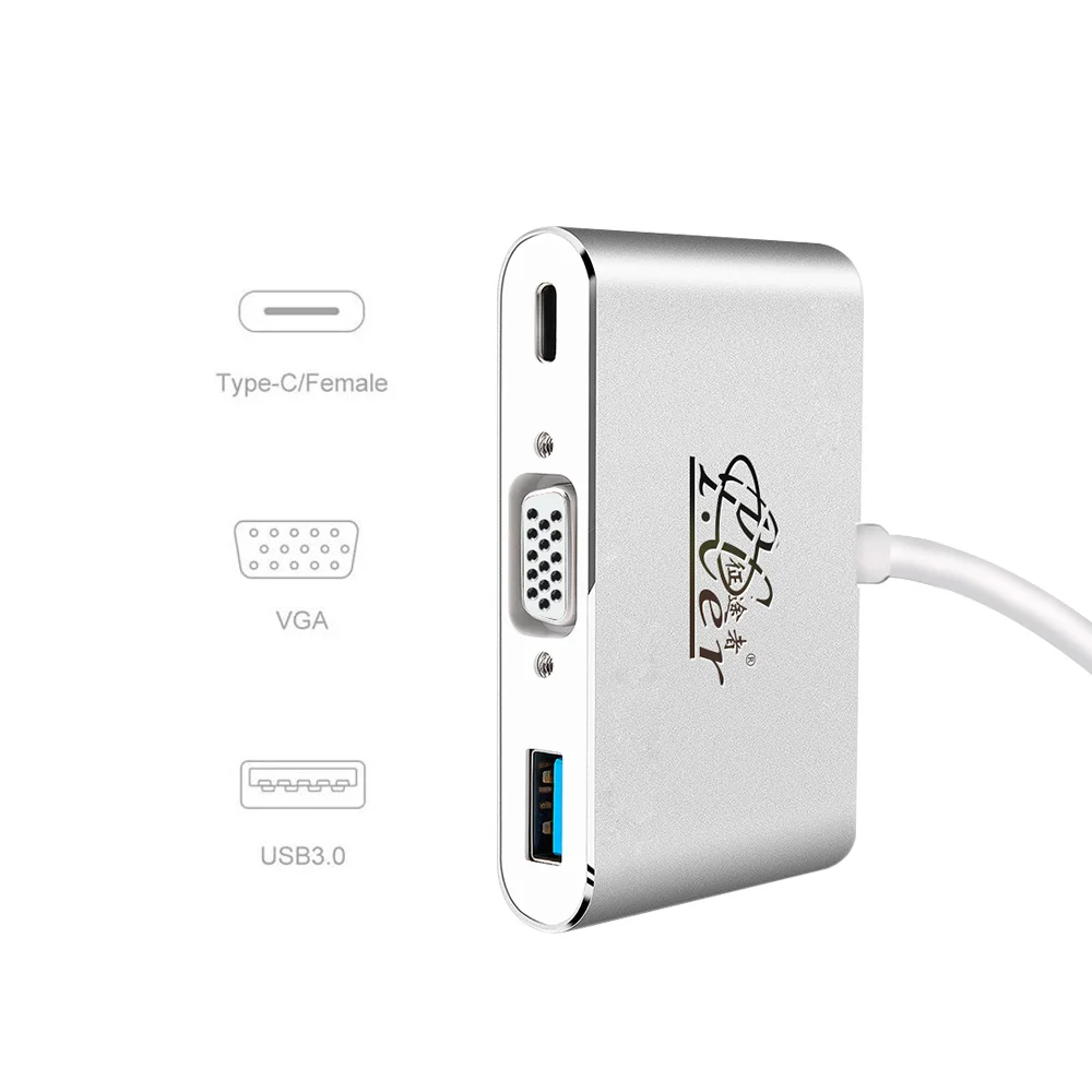 PCER USB C к VGA PD USB3.0 3 в 1 порт type c адаптер usb конвертер для macbook pro huawei matebook samsung S8/S9