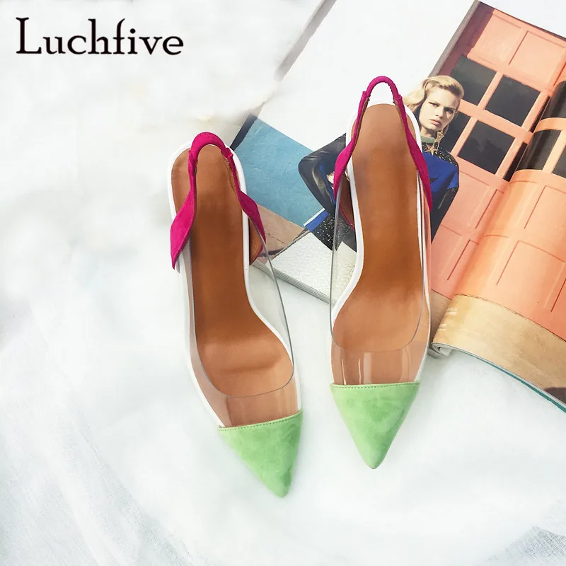 

New transparent women sandals sexy pointed toe shallow slip on ladies shoes elegant outwear geninue leather summer 2018