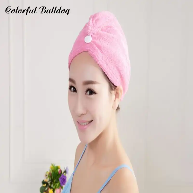 Goldyqin Superfine Fiber Bath Hair Dry Hat Shower Cap Soft Strong Water Absorbing Quick Dry Head Towel Cap Hat For Bathing White