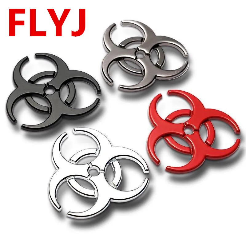 

Vintage 4 Rings Biohazard Biological Hazard Umbrella Chrome Metal Hollow Out Badge Emblem Car Styling Decoration Sticker Decals