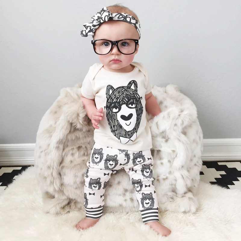 2015 summer style Funny infant clothing baby boy clothing sets cotton