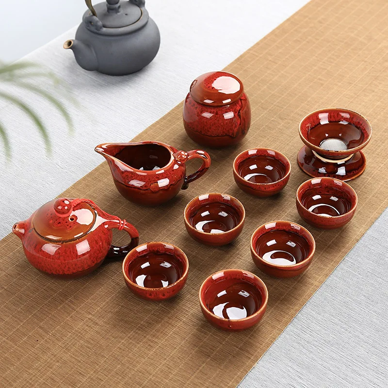 

Ceramics Beacon Tea Set Teacup Suit Office Temmoku Fambe Kung Fu Tea Have A Complete Set Gift Box Sip Tea Cup