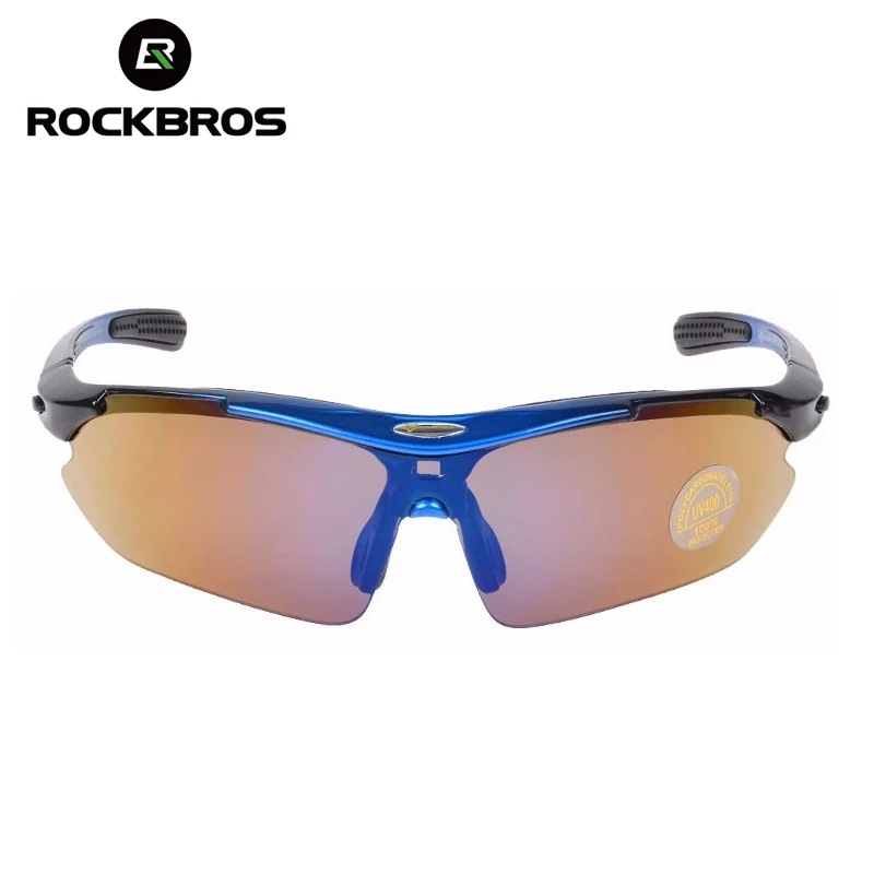 ROCKBROS велосипедные очки 5 линз UV400 велосипедные очки Ciclismo очки Поляризованные спортивные очки велосипедные очки близорукость - Цвет: Black Blue