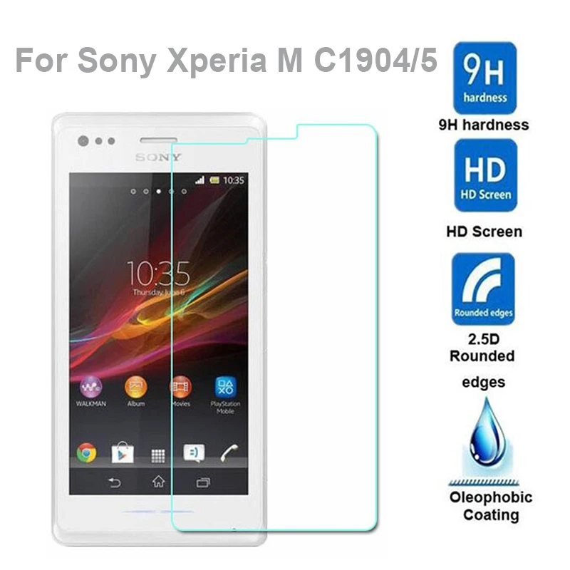 

9H Screen Protector 2.5D Tempered Glass For Sony Xperia M Front Film Explosion-proof Protective Glass Film For Sony C1904 C1905