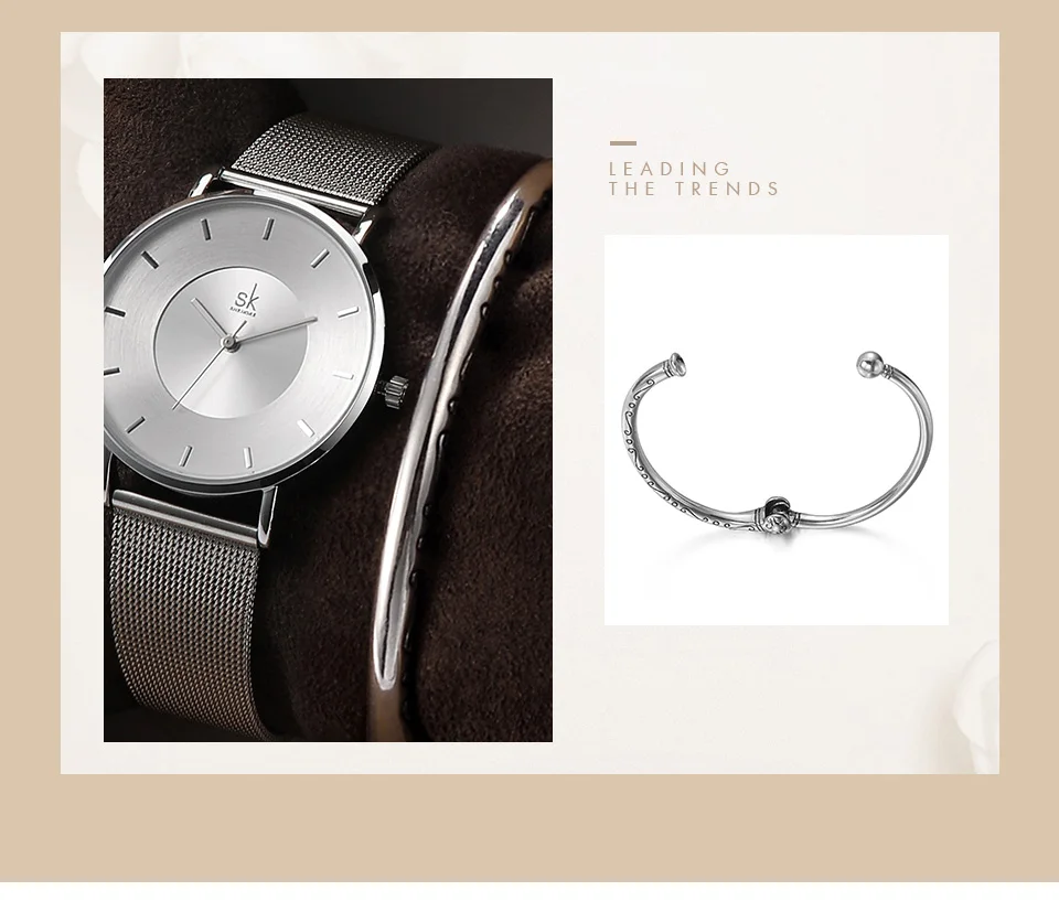 Shengke креативные серебряные кварцевые часы для женщин браслет набор SK женские часы Подарочный ювелирный набор Relogio Feminino Montre Femme