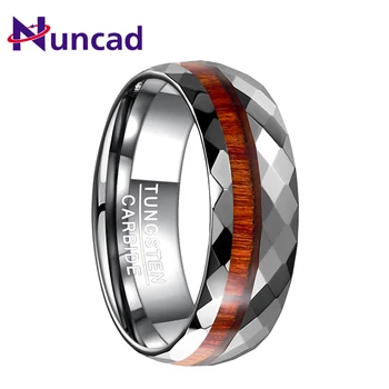

Nuncad silver color polished fashion pattern wood grain tungsten steel ring Valentine's Day Gift Male Jewelry